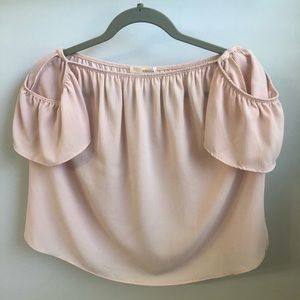 Soft pink top with cold shoulder
